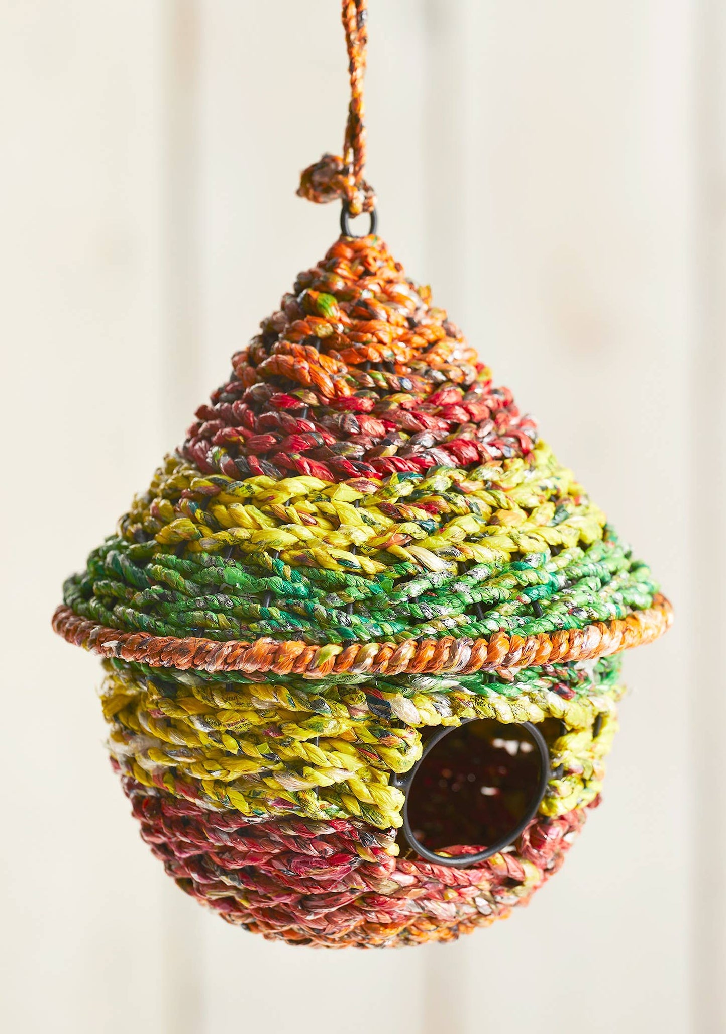 Recycled Round Woven Birdhouse - Fair Trade