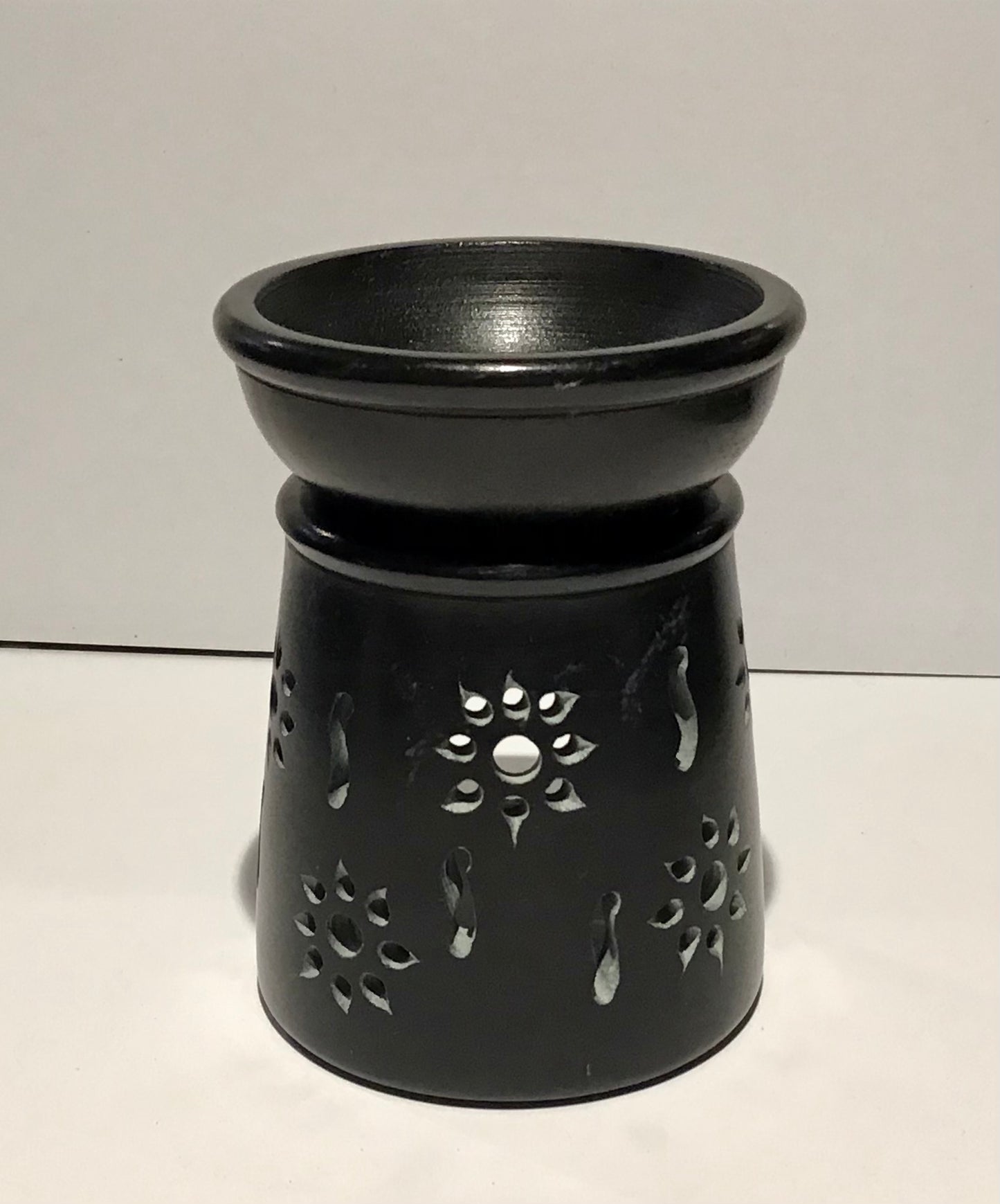 Fair Trade Oil Burner - Soapstone tapered shape floral