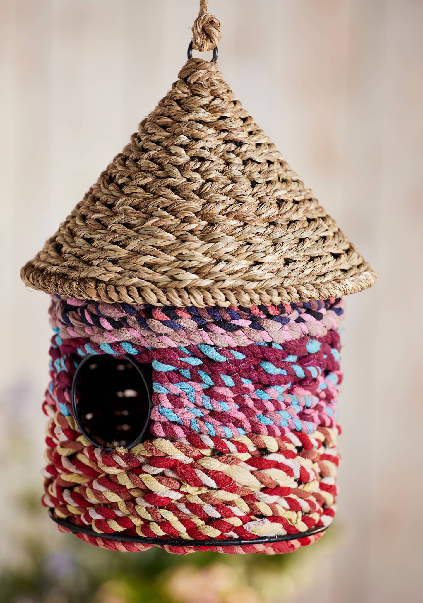 Grass & Recycled Sari Birdhouse