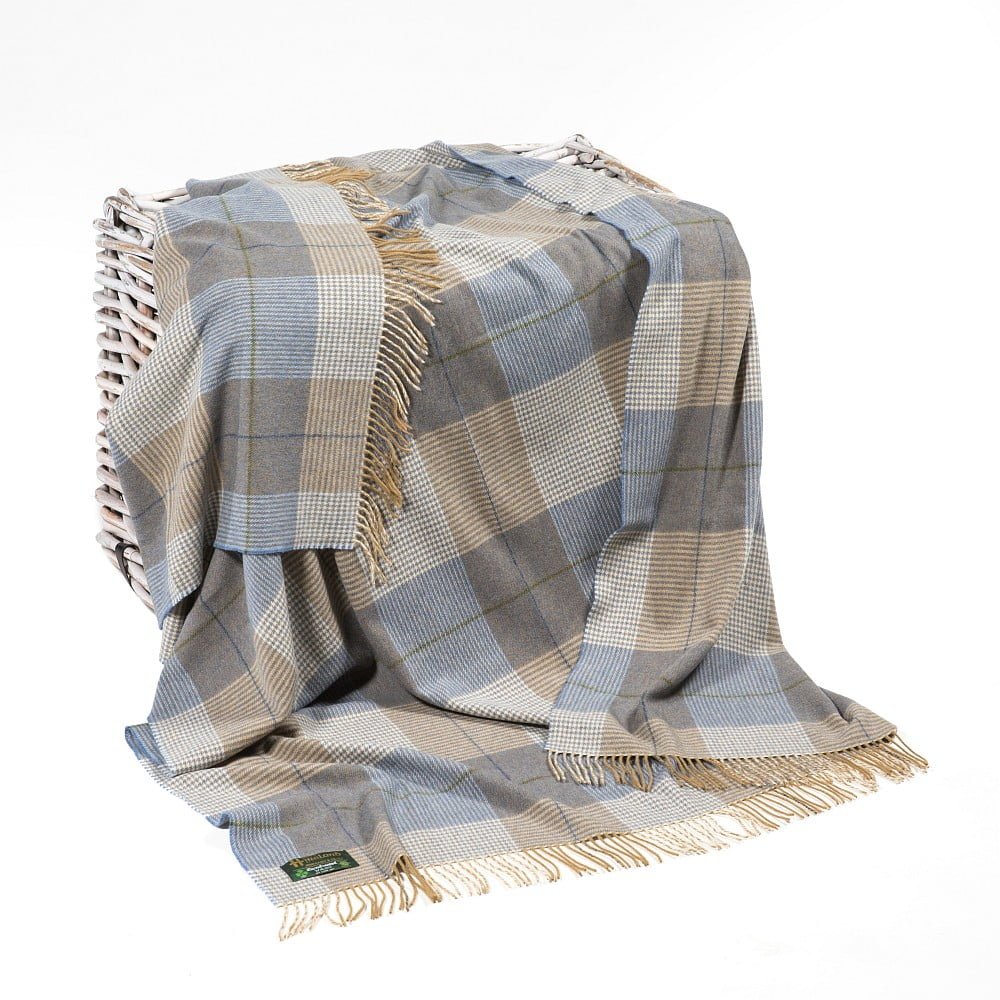 Lambswool Throw from John Hanly - cream taupe check