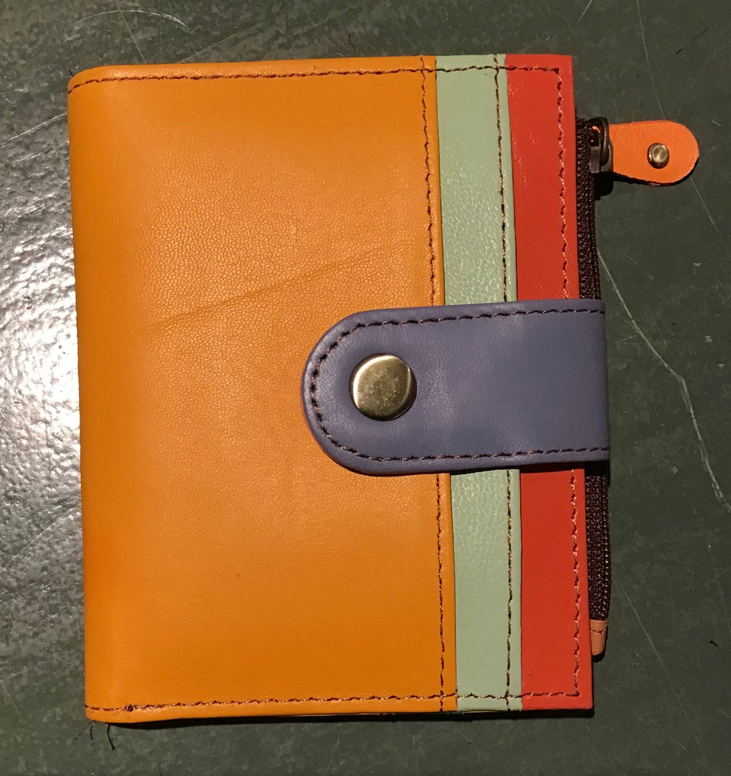 Recycled leather clutch purse