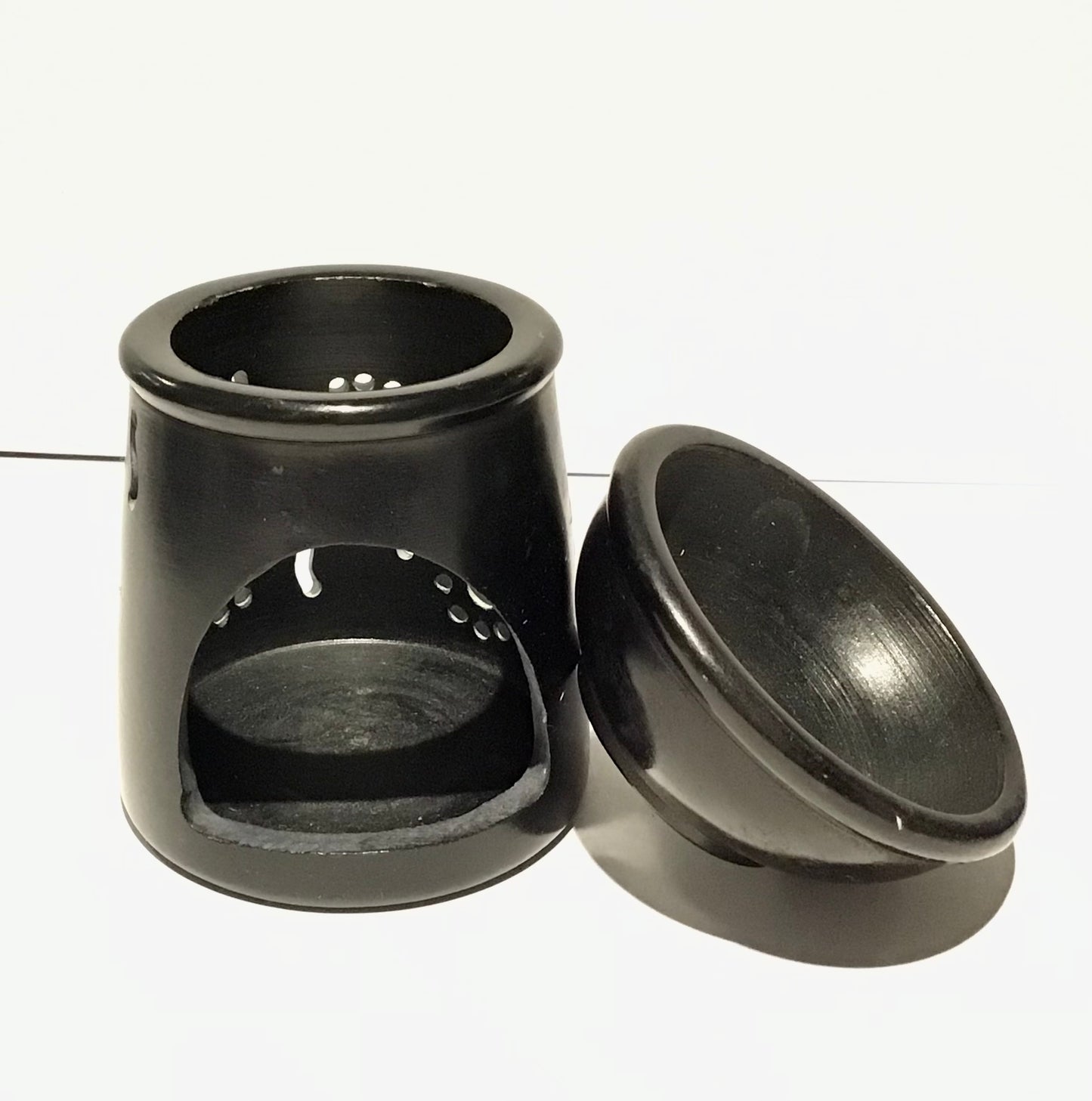 Fair Trade Oil Burner - Soapstone tapered shape floral