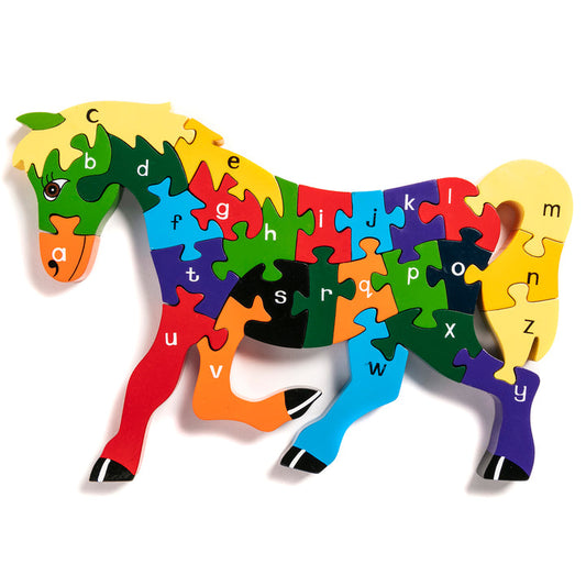 Alphabet horse wooden jigsaw