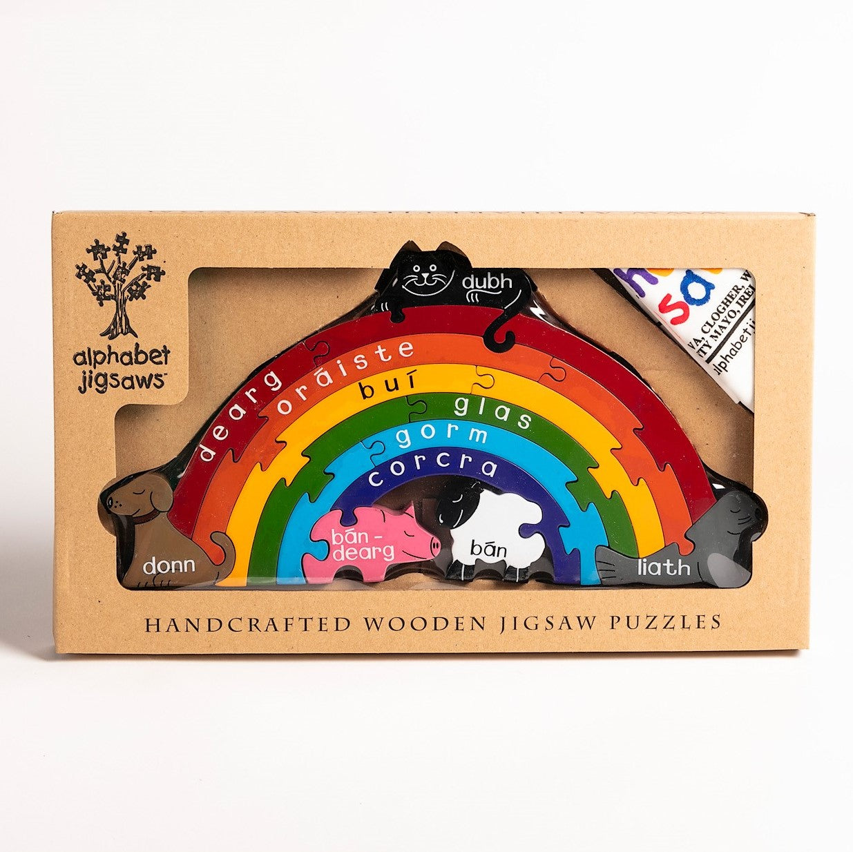 Rainbow wooden jigsaw -as gaeilge/in Irish