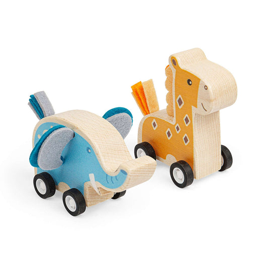 Wooden animal pull-backs