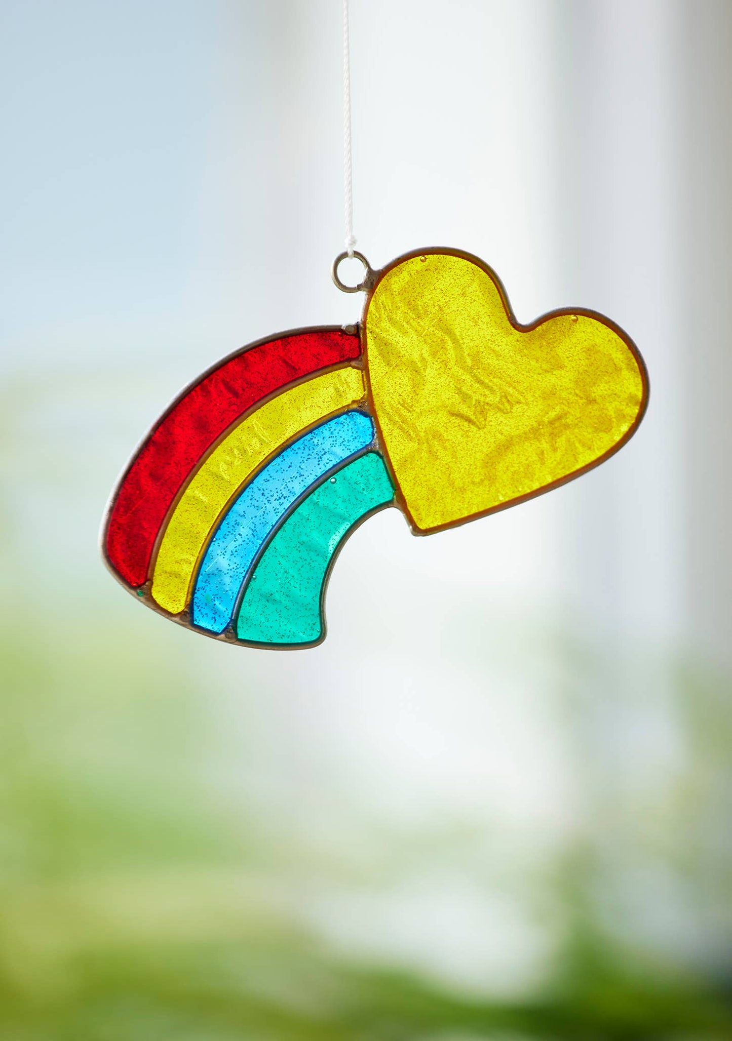 Rainbow Heart Glitter Suncatcher