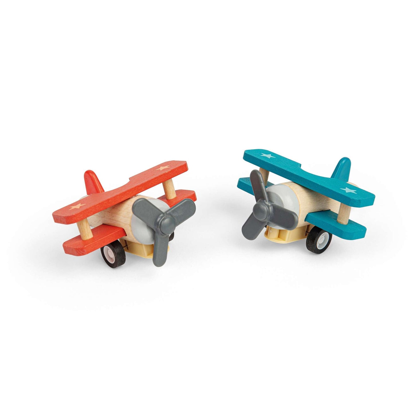 Pull back wooden bi-planes