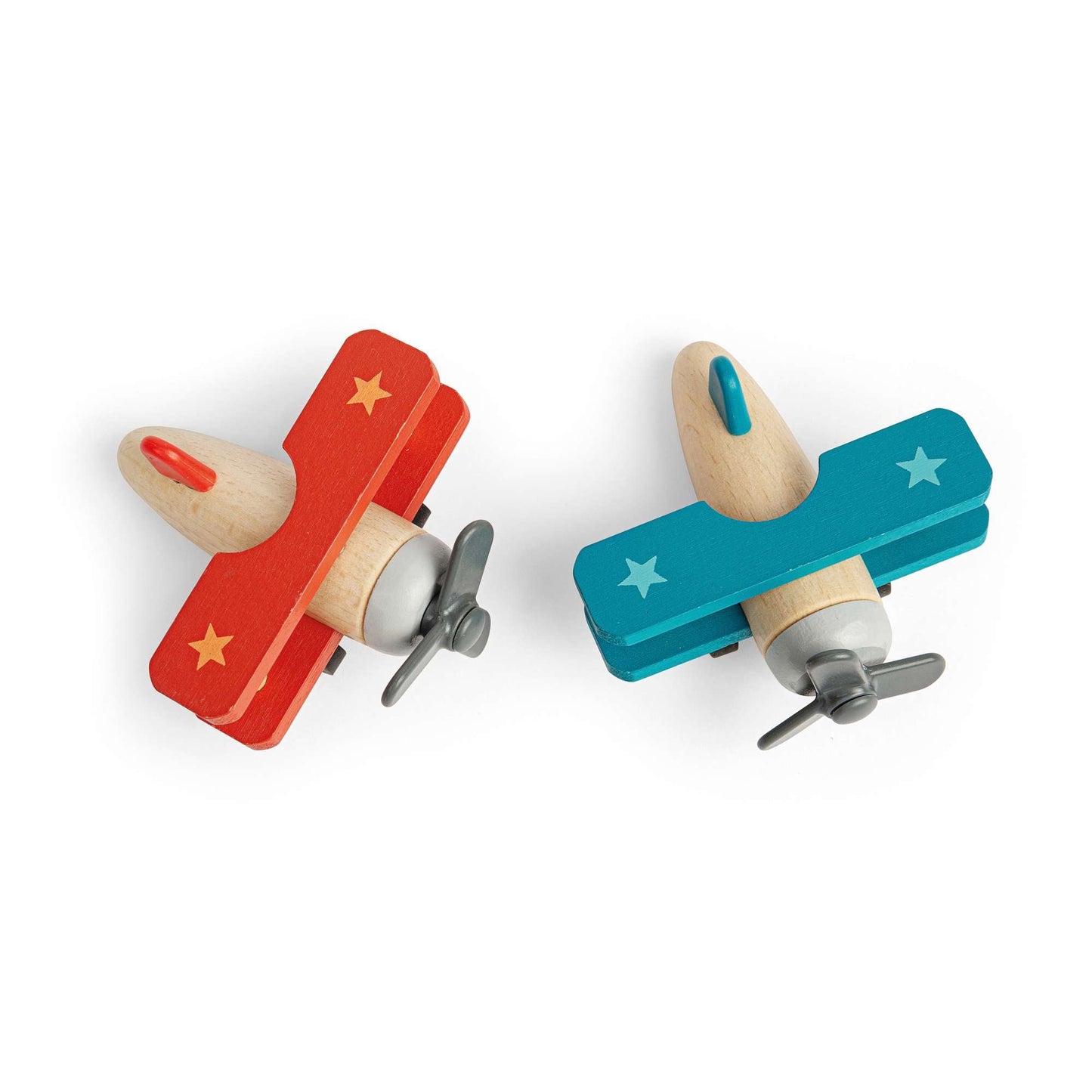 Pull back wooden bi-planes
