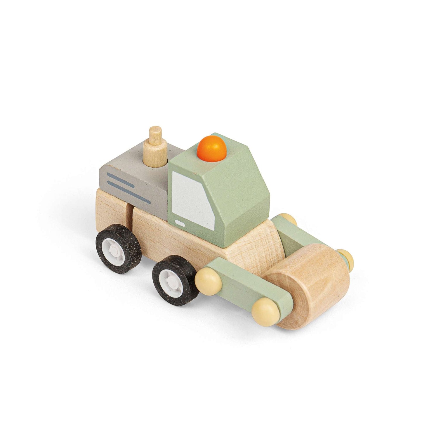 Wind up wooden Trucks - digger, cement mixer road roller, crane