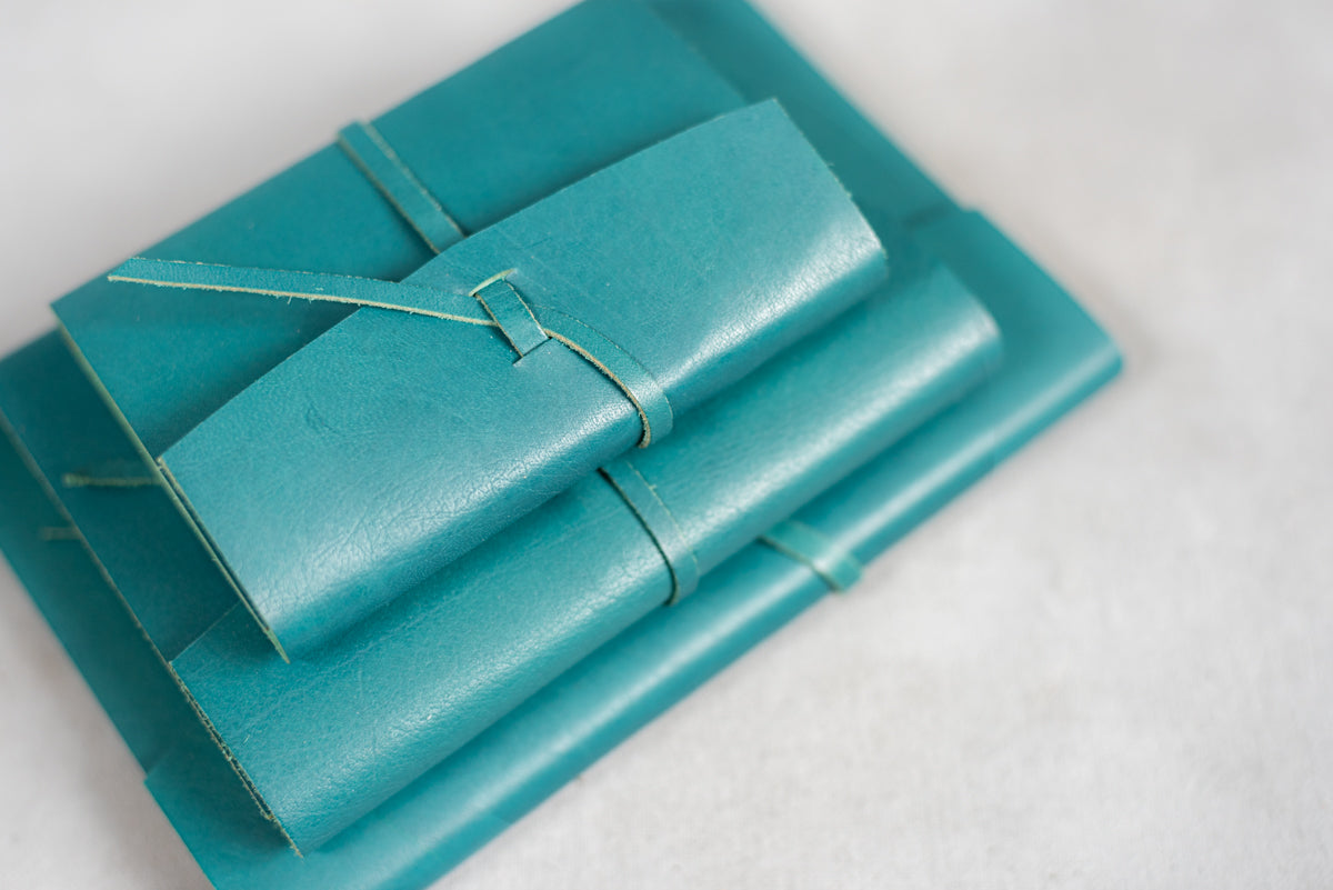 Hubert Bookbindery leather notebook - Teal Green