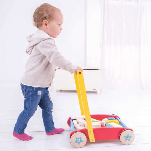 Push along baby walker with bricks