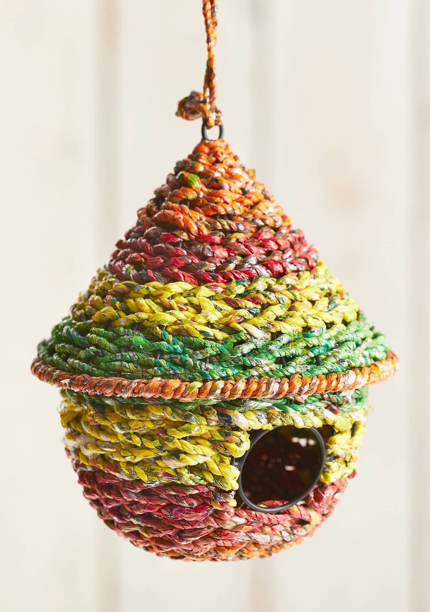 Recycled Round Woven Bird House - Fair Trade