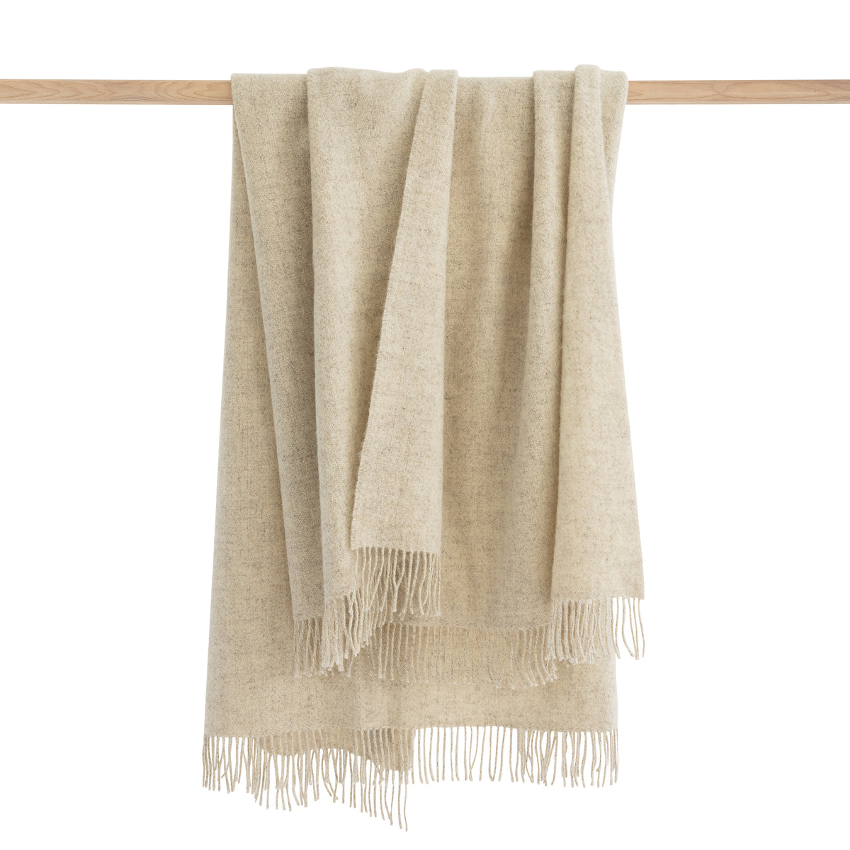 Natural wool throw - ecru herringbone