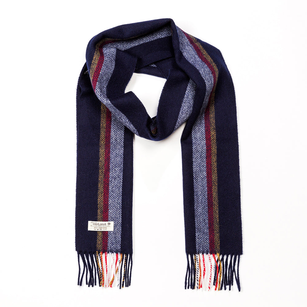 Lambswool Scarf from John Hanly - navy stripe