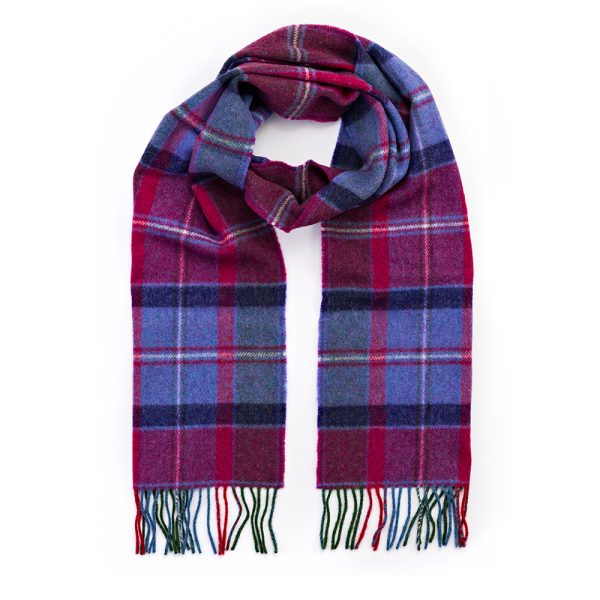 Lambswool Scarf from John Hanly - raspberry red lavender check