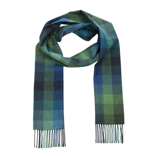 Lambswool Scarf from John Hanly - turquoise blue green block