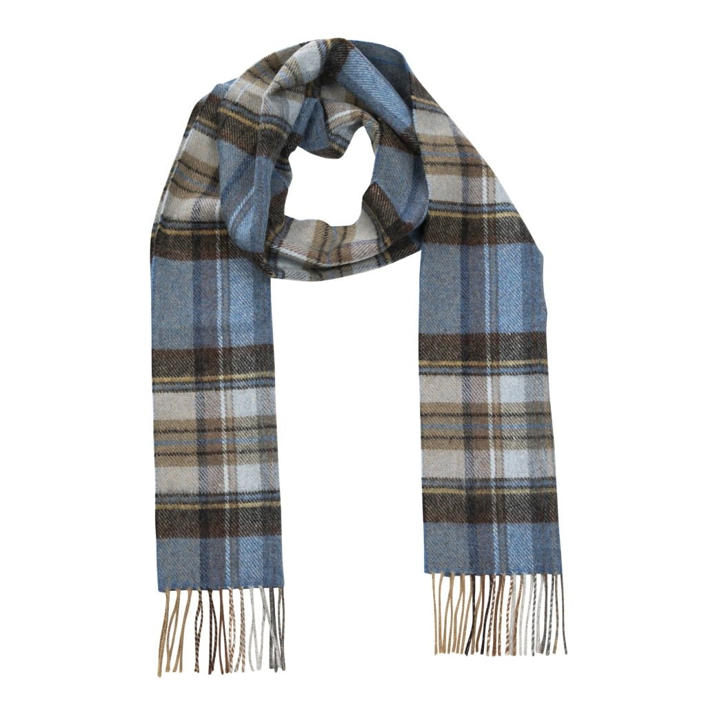 Lambswool Scarf from John Hanly - charcoal sage plaid