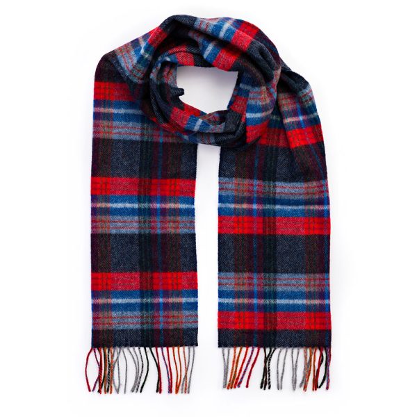 Lambswool Scarf from John Hanly - navy red blue plaid