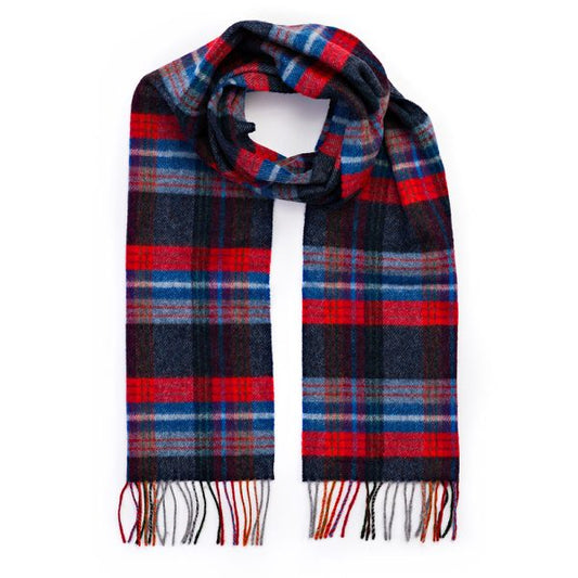 Lambswool Scarf from John Hanly - navy red blue plaid
