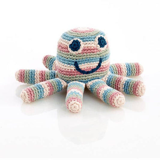 Baby Toy Octopus rattle - soft stripes