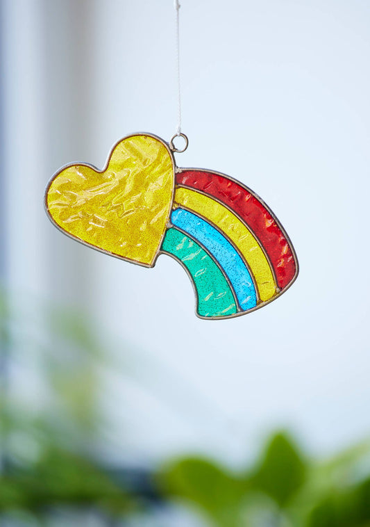 Rainbow Heart Glitter Suncatcher