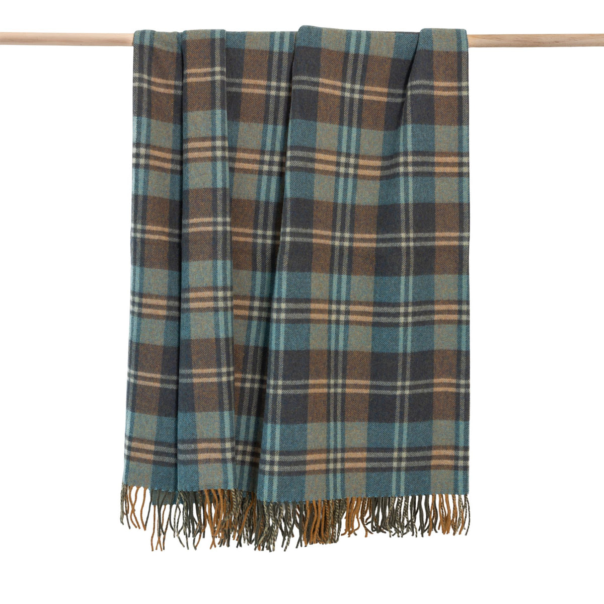 Lambswool Throw from John Hanly - Demin kingfisher plaid