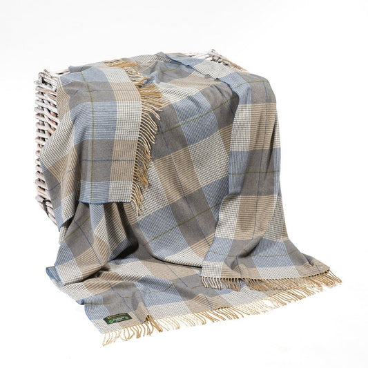 Lambswool Throw from John Hanly - cream taupe check