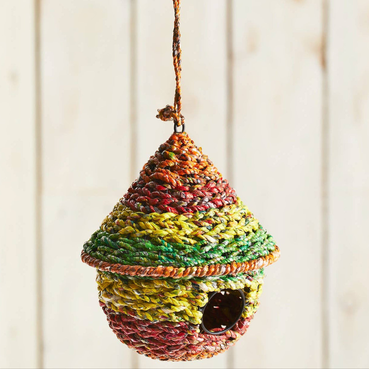 Recycled Round Woven Bird House - Fair Trade