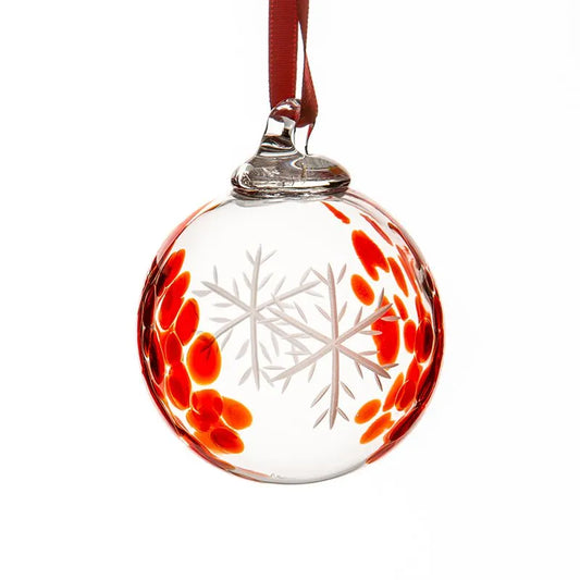 The Irish Handmade Glass Company - Red Snowflake Glass Bauble