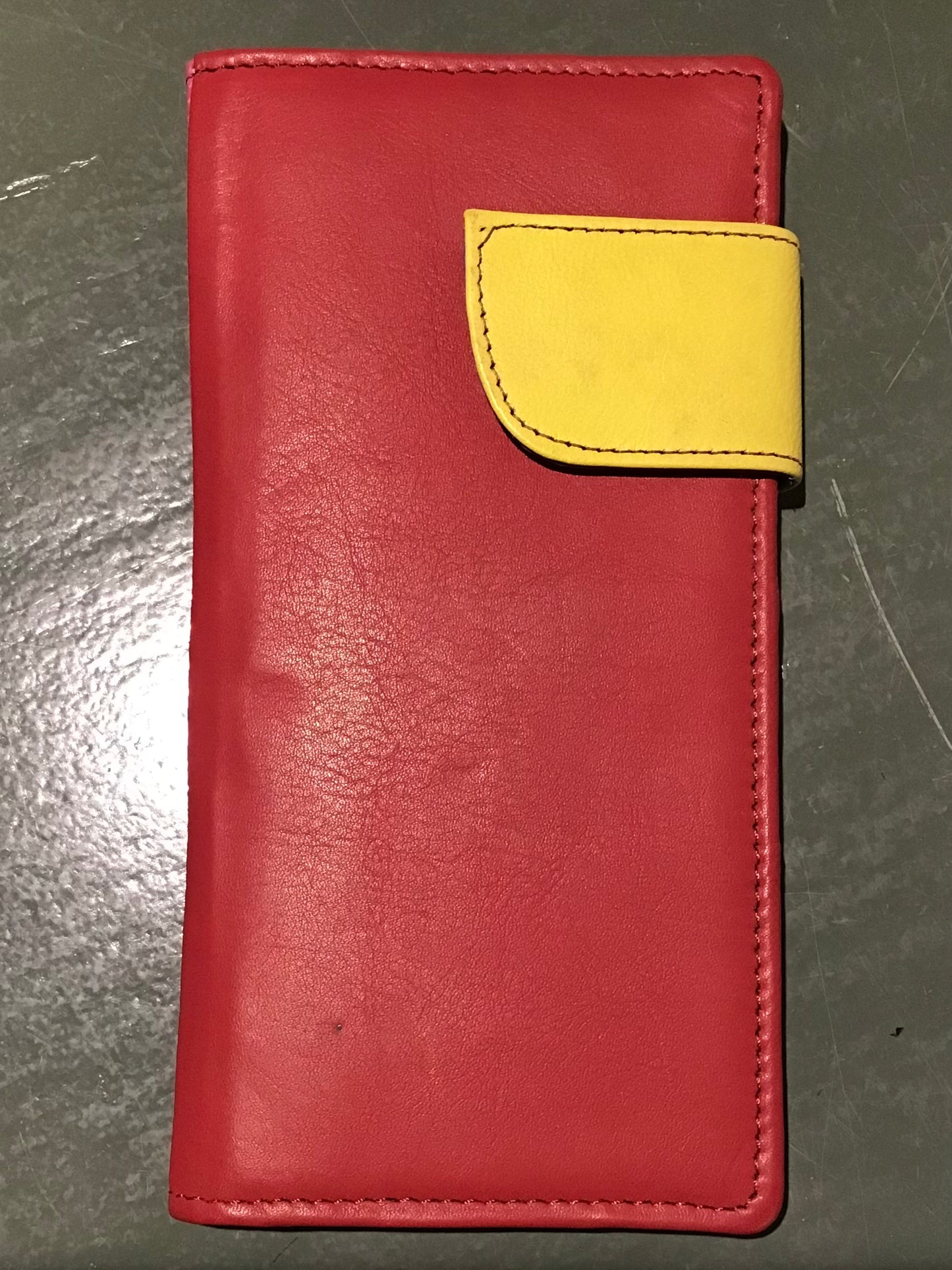 Recycled leather clutch purse