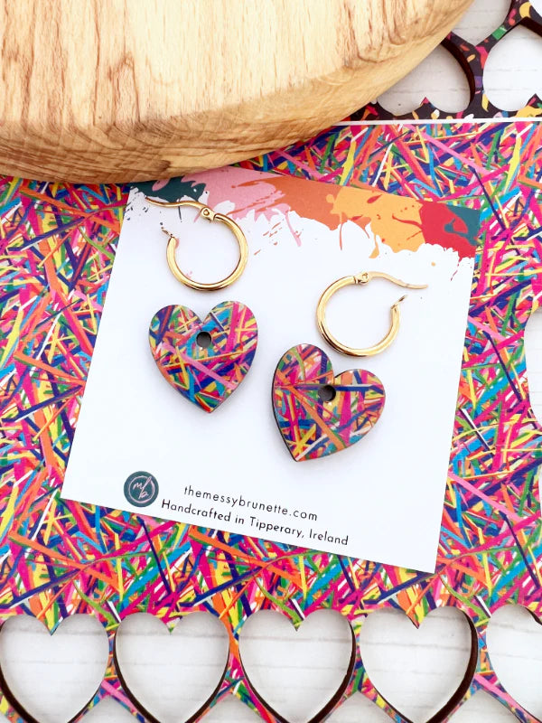 Criss Cross Stripe Heart Earrings