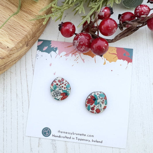 Christmas ponsietta stud earrings