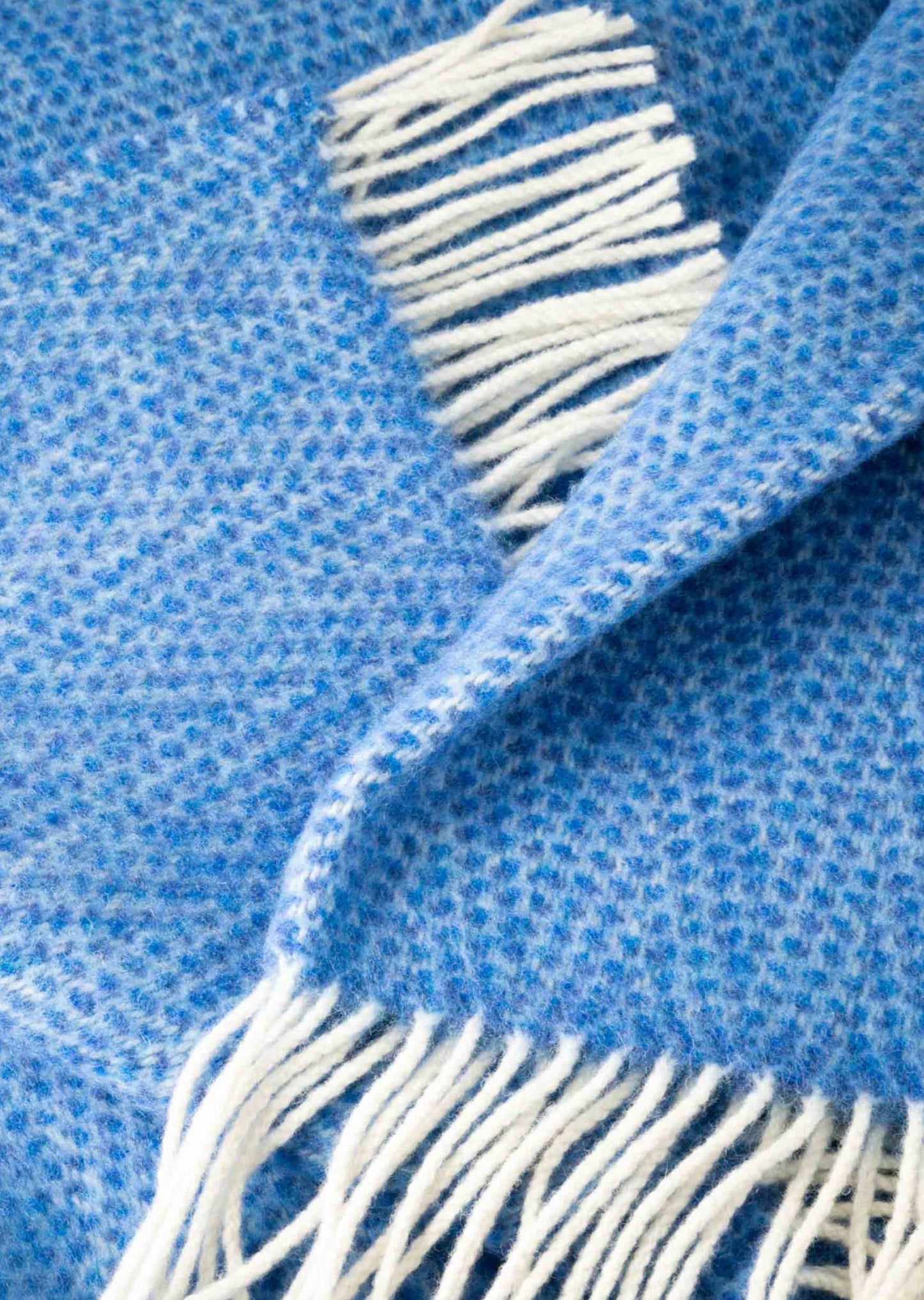 Merino Cashmere Herringbone Throw -Sea blues