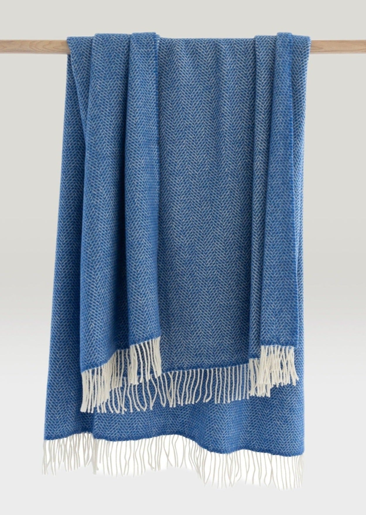 Merino Cashmere Herringbone Throw -Sea blues