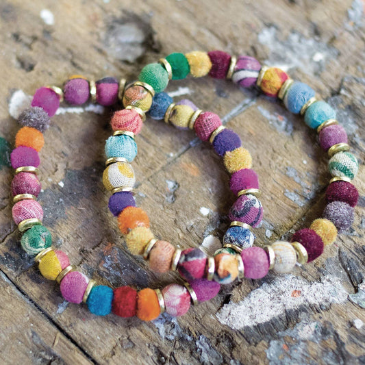 Recycled Fabric Bead Bracelet