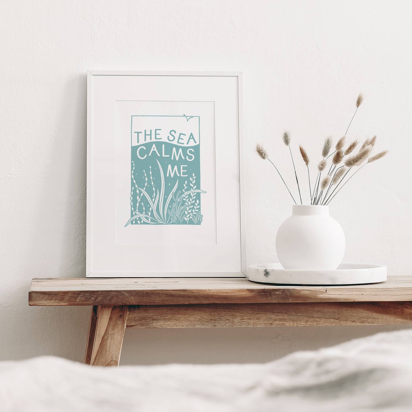 The Sea Calms Me | Screen print on recycled paper - A4