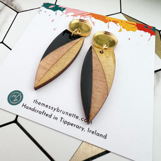 Black/Gold wooden earrings