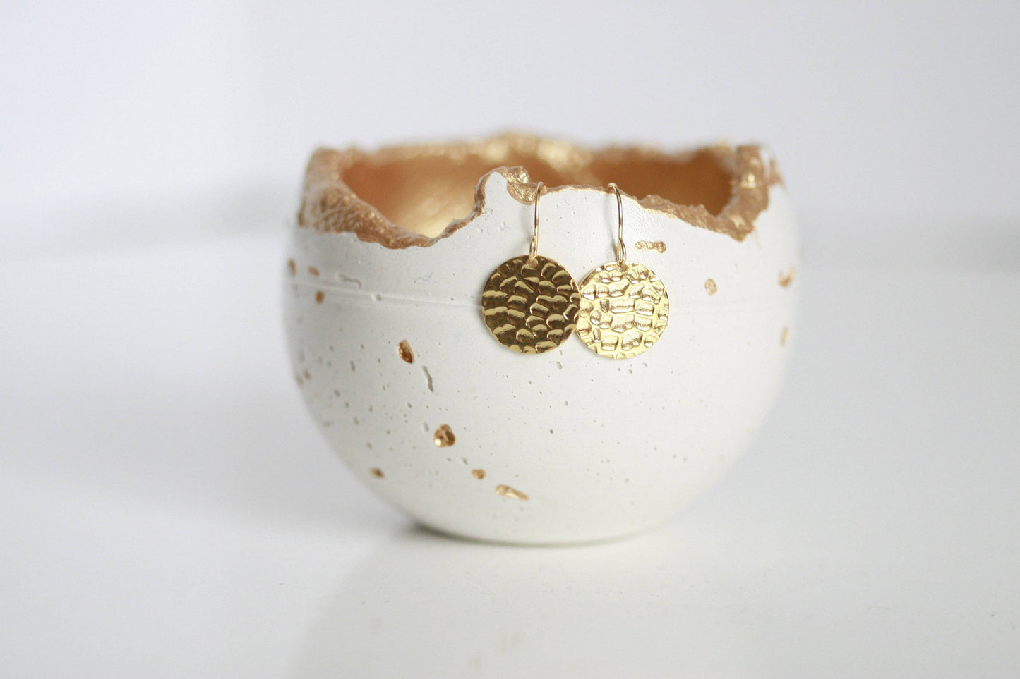 Textured Gold Disc Earrings