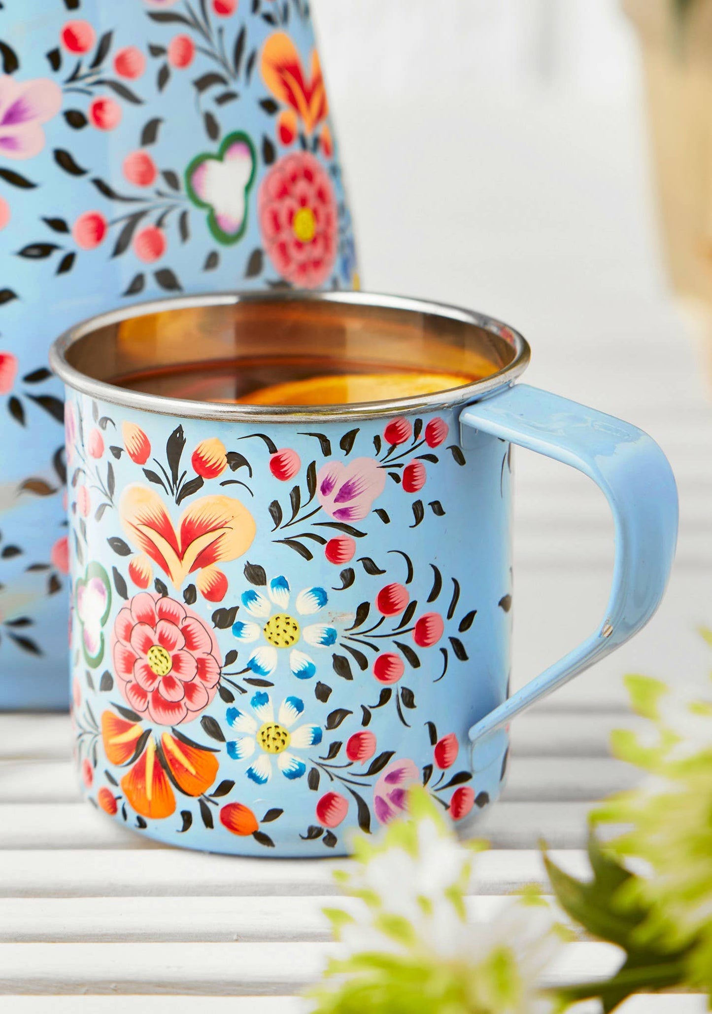 Ketaki Hand Painted Enamel Mug - Fair Trade