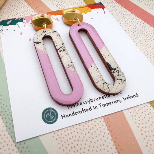 Long oval dangle earring