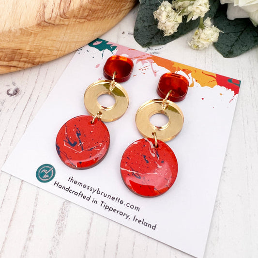 Double circle earrings - orange