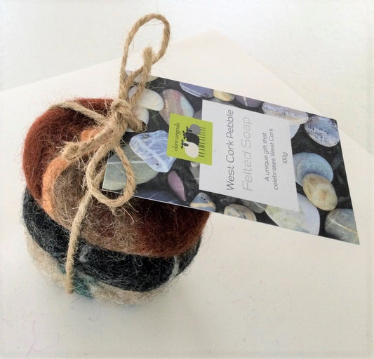 'West cork pebble' felted soap gift set