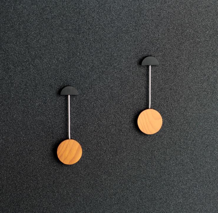 Round drop earrings by Rowena Sheen