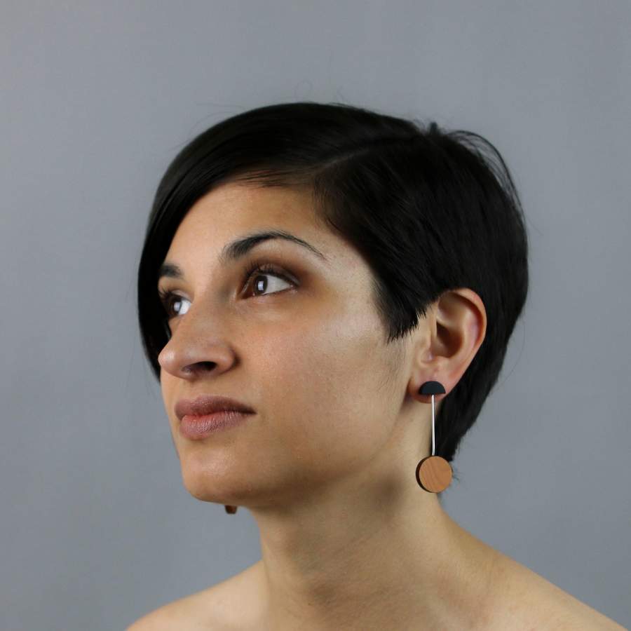 Round drop earrings by Rowena Sheen