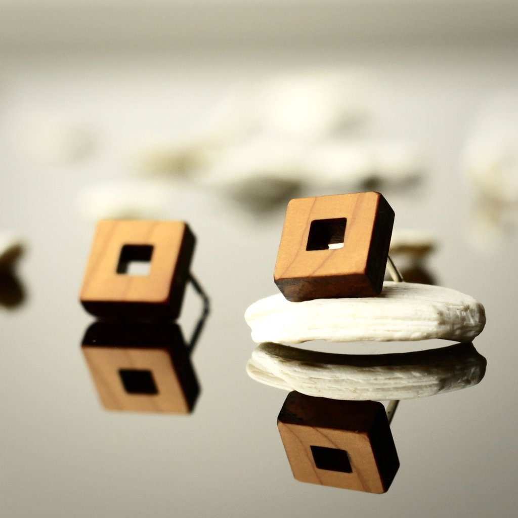 Mini square earrings by Rowena Sheen