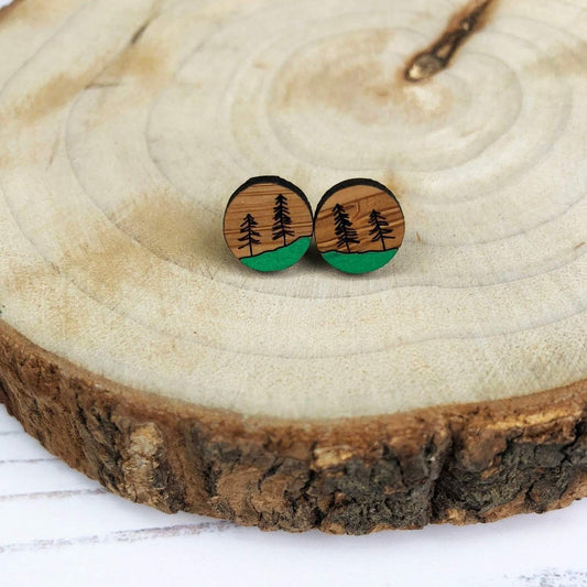 Eco friendly forest stud earrings