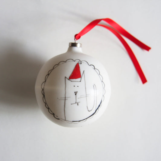 karoArt - Ceramic Cat Christmas Bauble