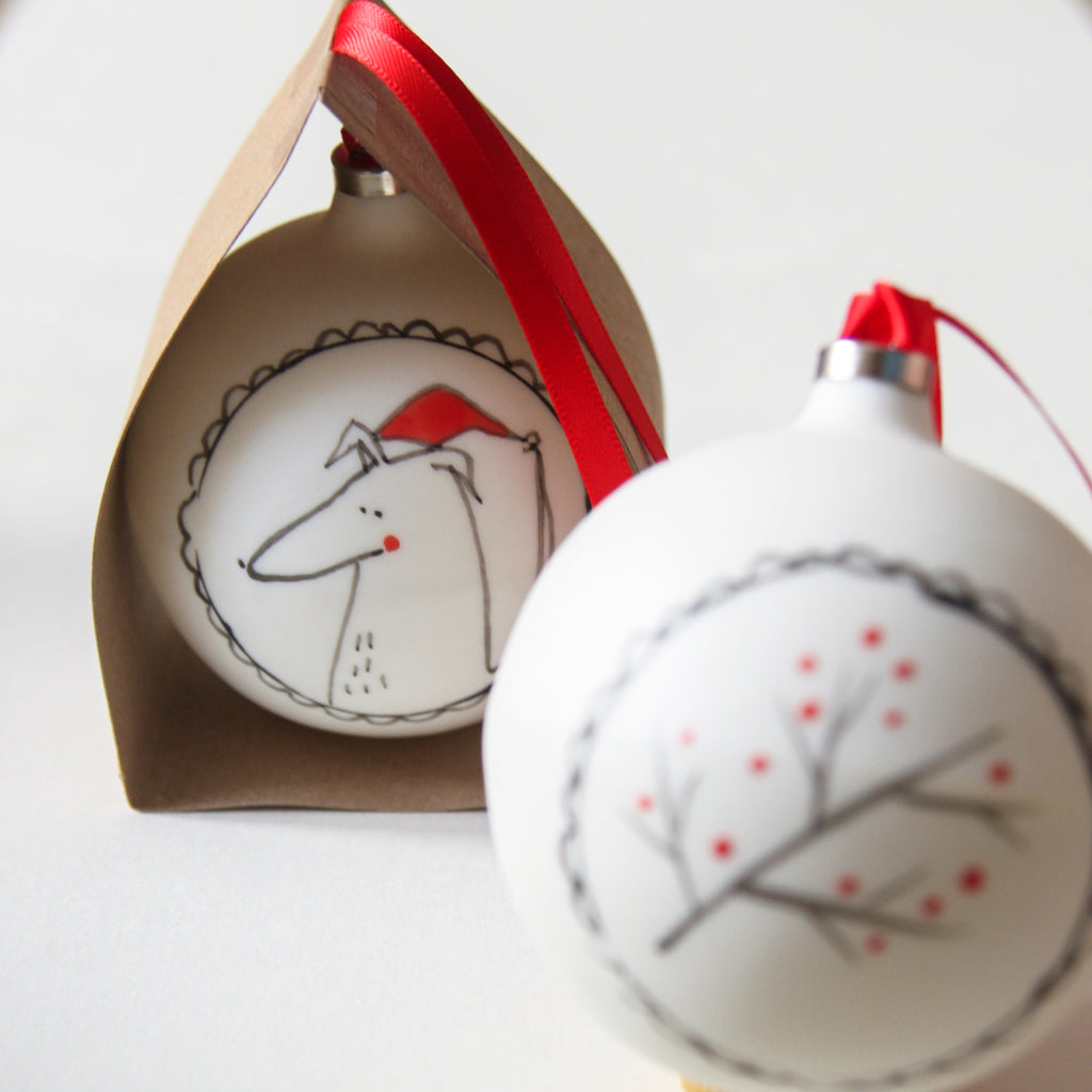 karoArt - Ceramic Dog Christmas Bauble