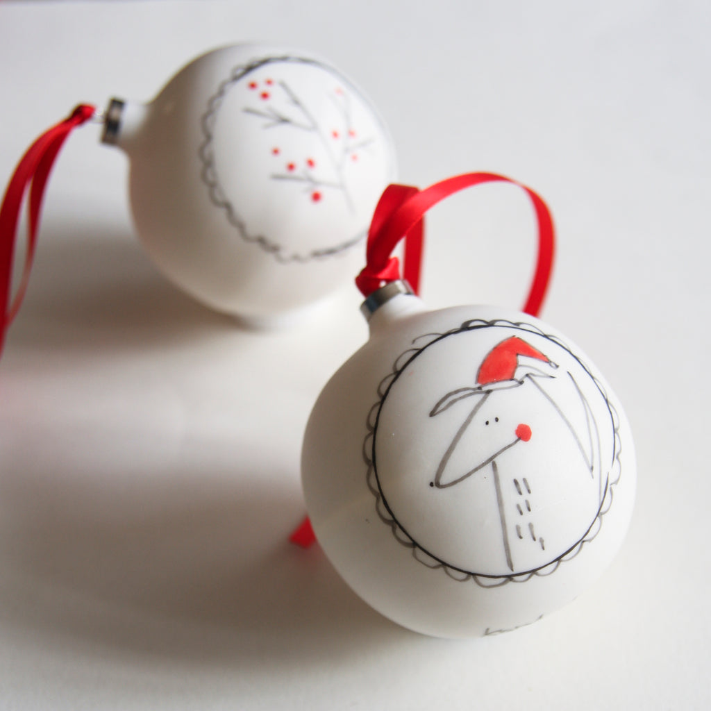 karoArt - Ceramic Dog Christmas Bauble